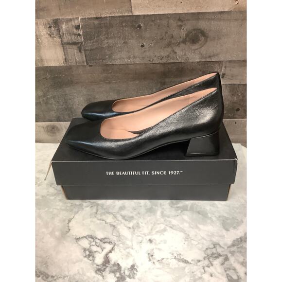 Naturalizer Women's 8.5M Black Leather Jayla Pump Block Heels Square Toe LB7-13 - Picture 4 of 10